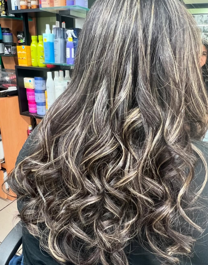Copper balayage with soft curls