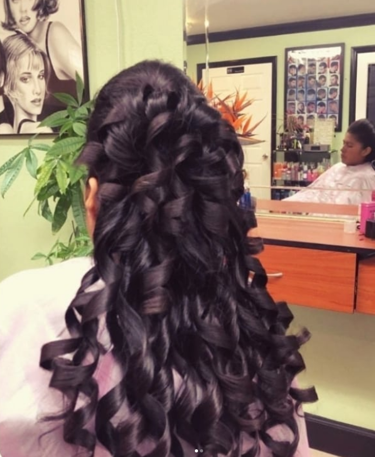 Waterfall braid with curls